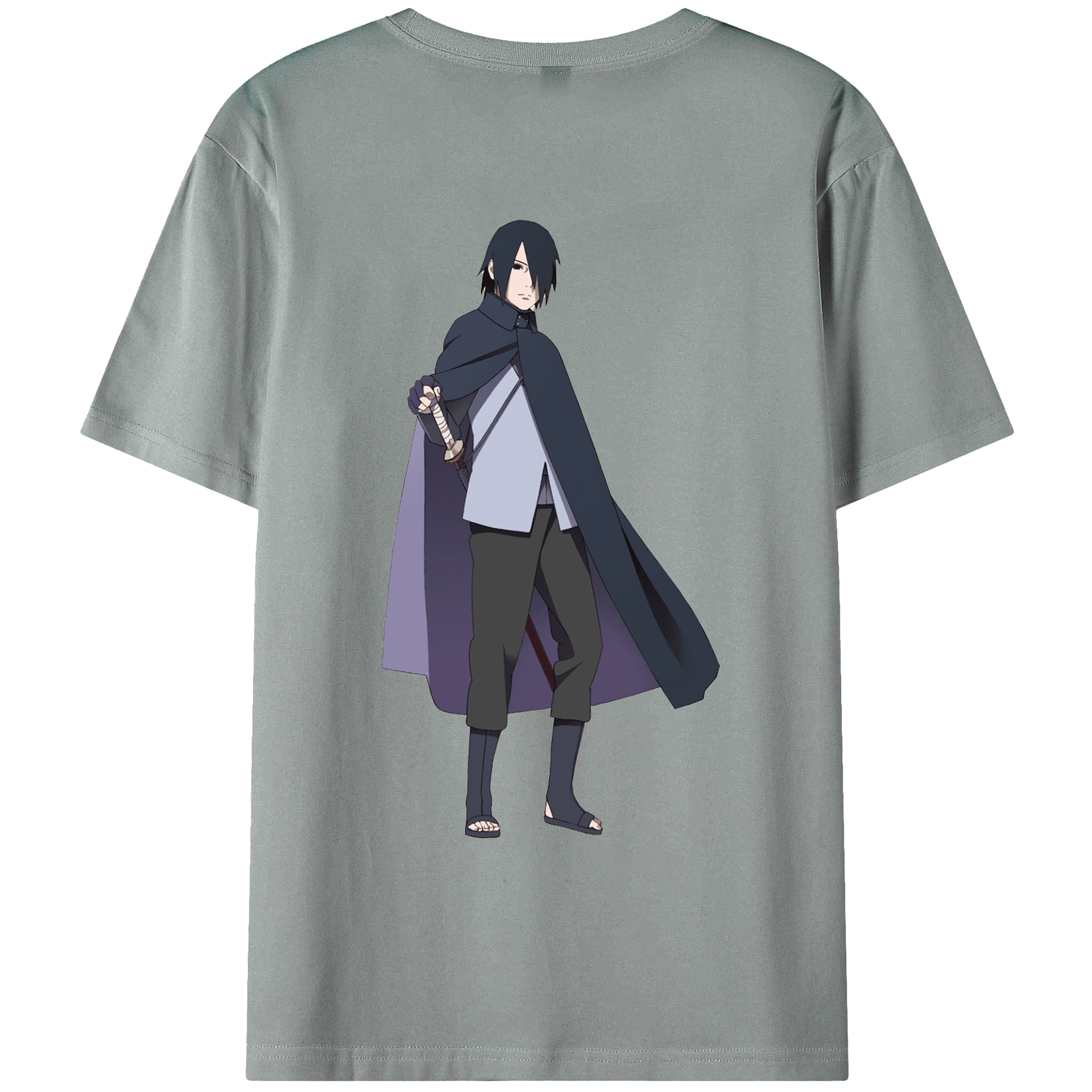 （画像用） NARUTO -ナルト- うちは サスケ Uchiha Sasuke 綿100％ メンズ半袖Tシャツ（バックプリント） 通気性